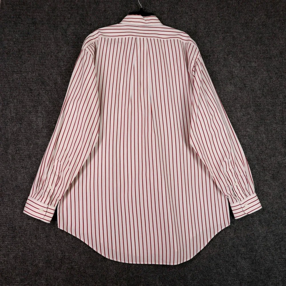 Ralph‎ Lauren Blake Mens 16 32 Button Down Oxford Shirt White Red Blue Stripe